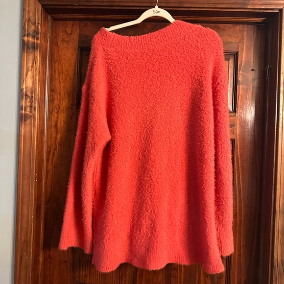 Cozy Coral V-Neck Sweater - Picture 2 of 2